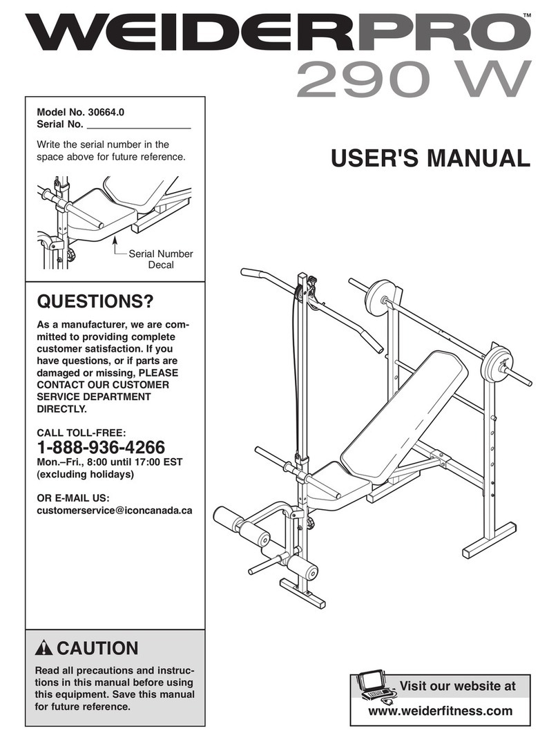 Weider Pro 290 W 30664.0 User manual