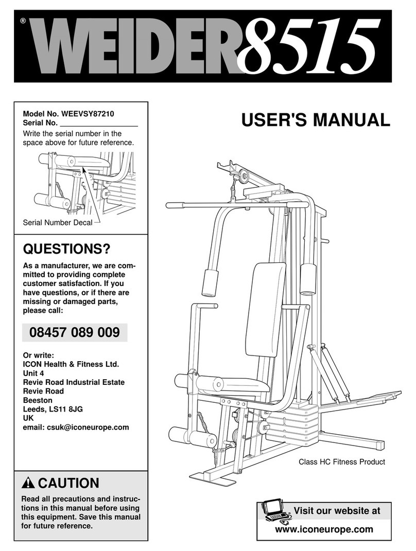 Weider WEEVSY87210 user manual