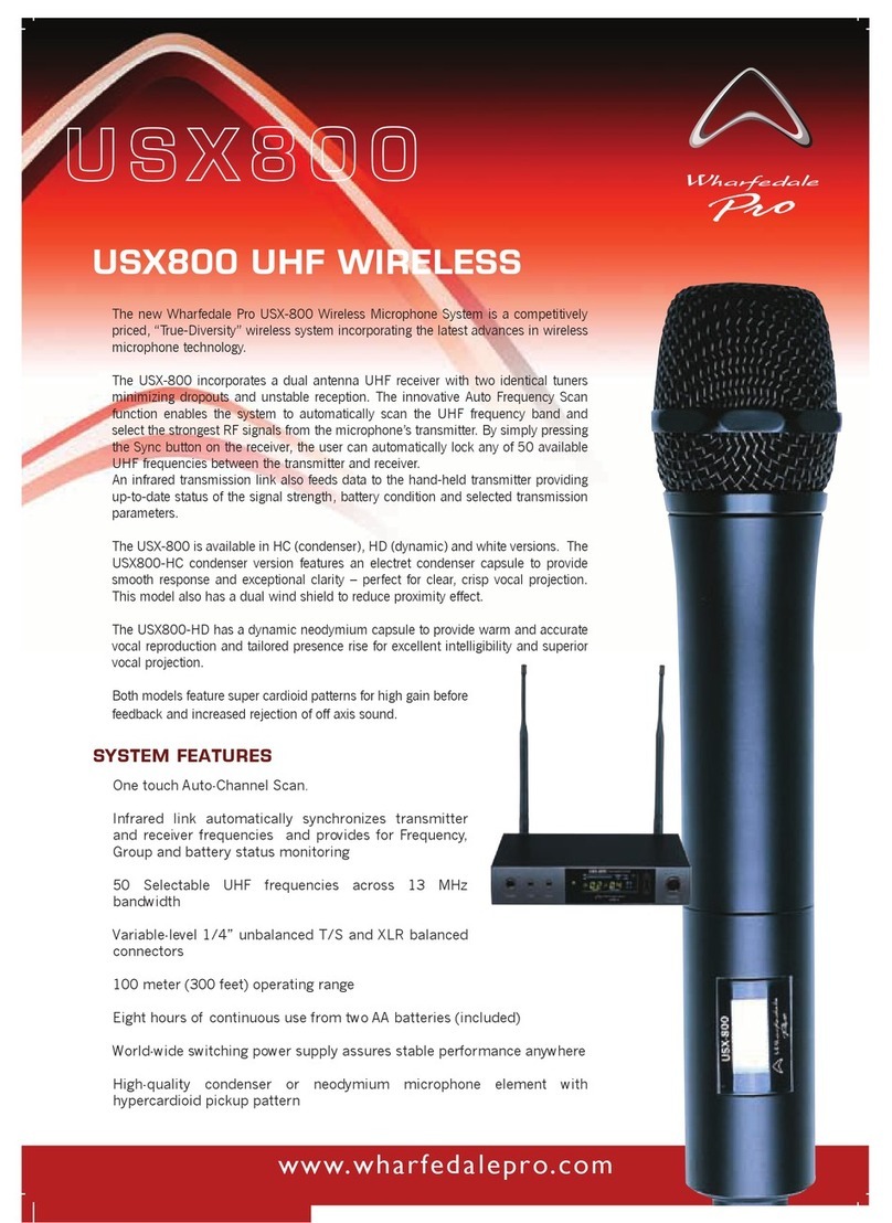 Wharfedale Pro USX 800 Specification sheet