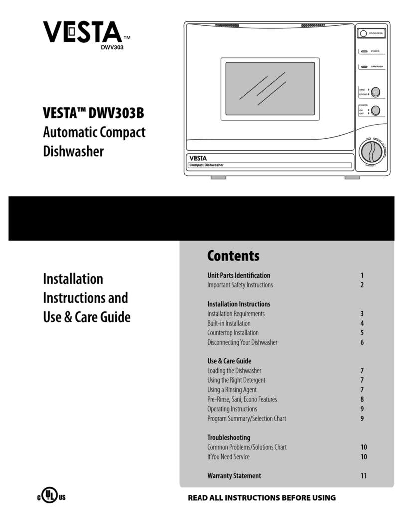 Vesta DWV303B Installation Instructions and Use & Care Guide