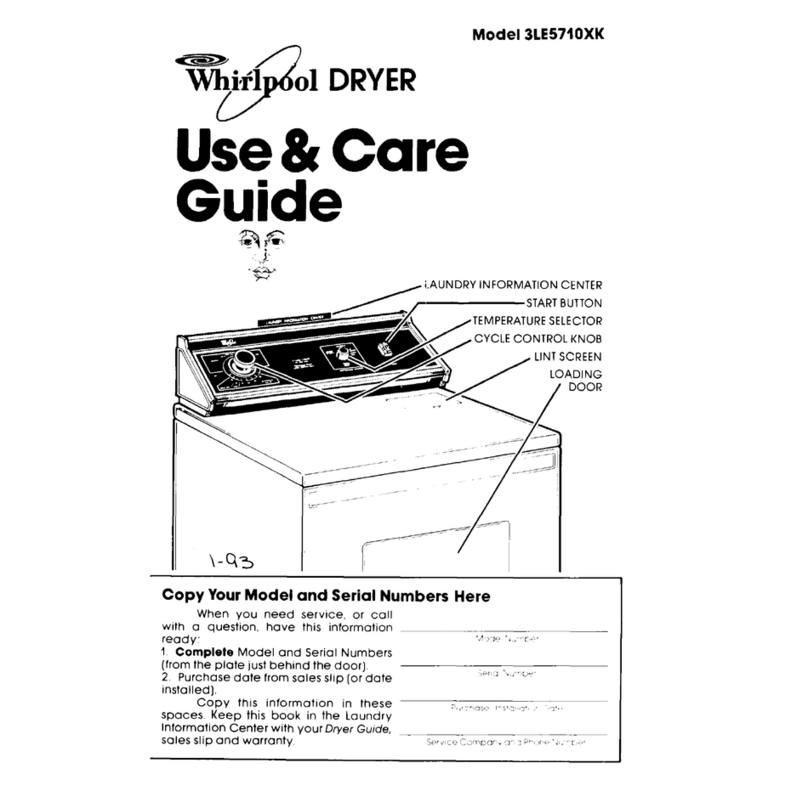 Whirlpool 3LE5710XK Use and care guide