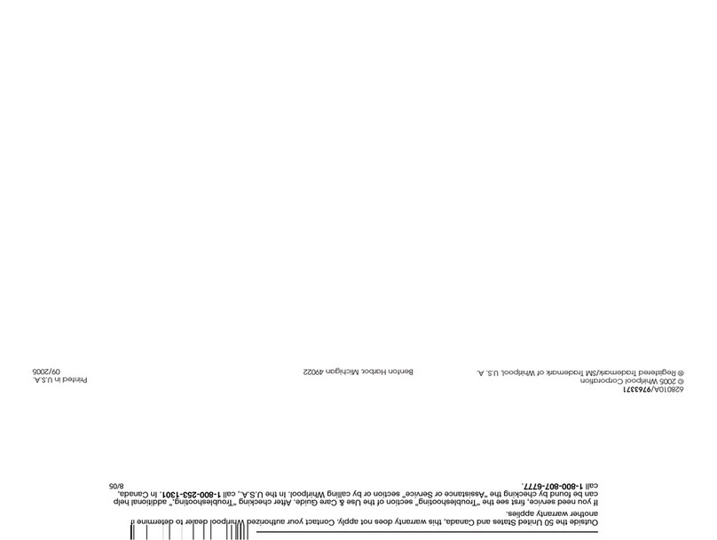 Whirlpool RH2300 SERIES installation instructions