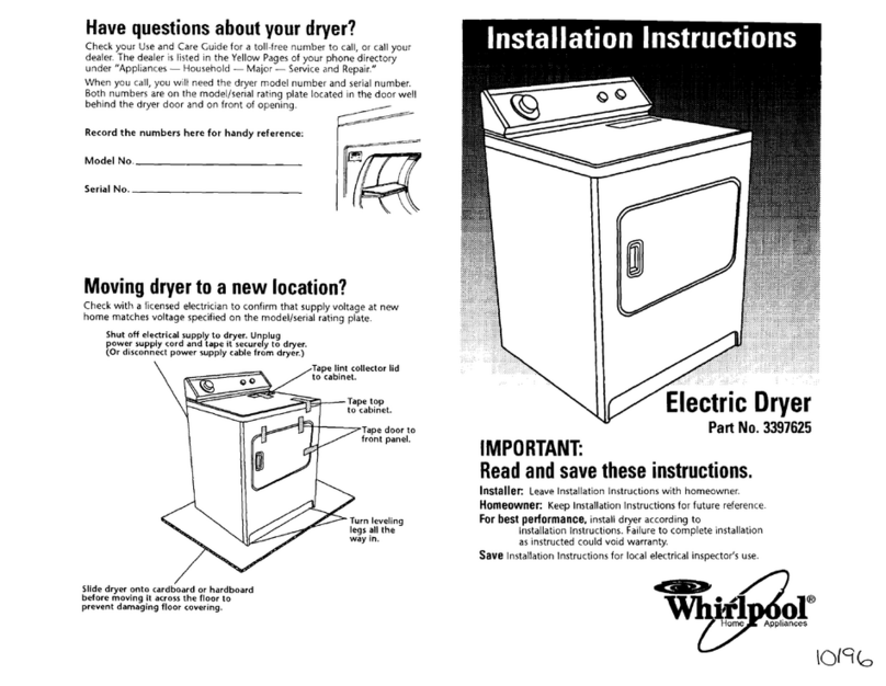 Whirlpool 4LEC7646EN0 installation instructions