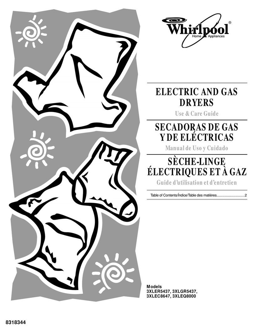 Whirlpool 3XLEC8647 Use and care guide