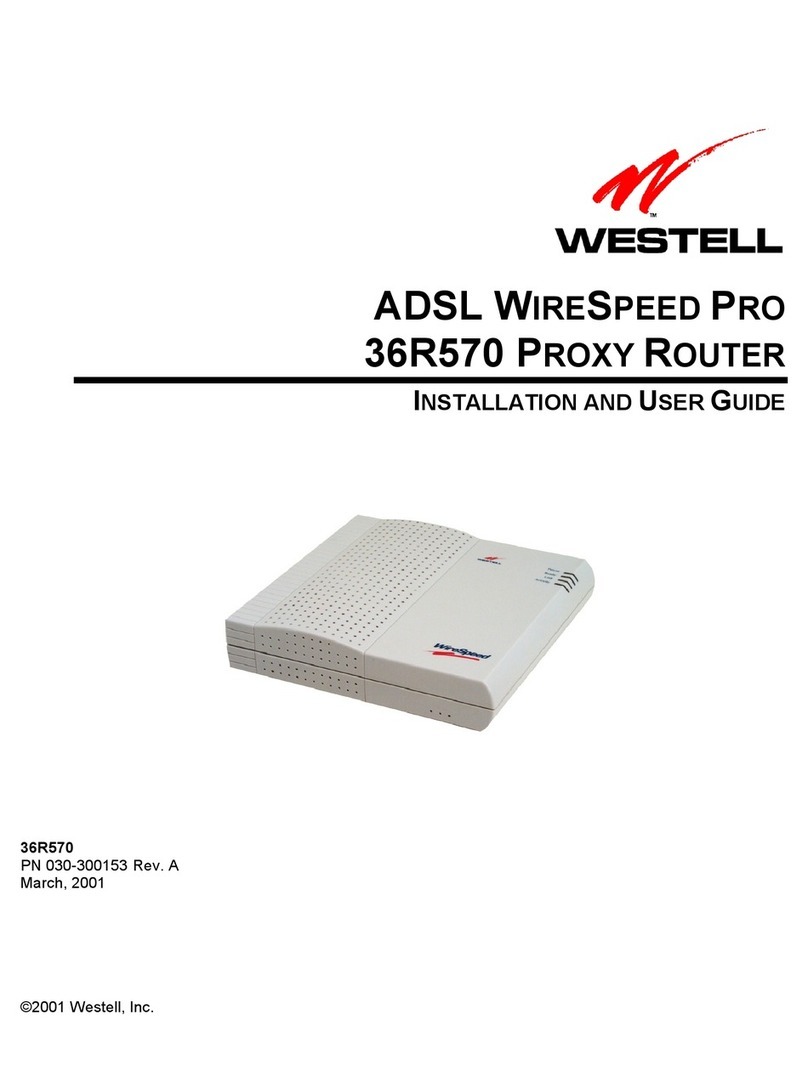 Westell Technologies ADSL WireSpeed Pro 36R570 Proxy Router... Installation and user guide