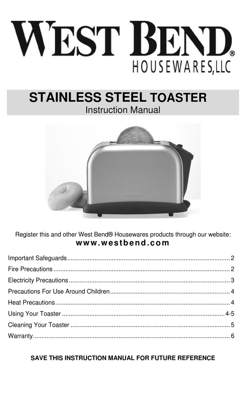 West Bend STAINLESS STEEL TOASTER User manual West Bend STAINLESS STEEL TOASTER User manual