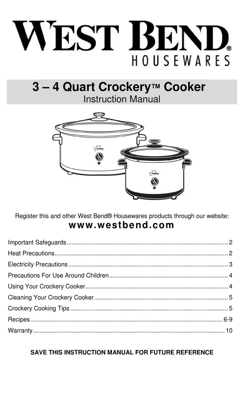 West Bend Quart Crockery 3-4 Quart Crockery Cooker User manual