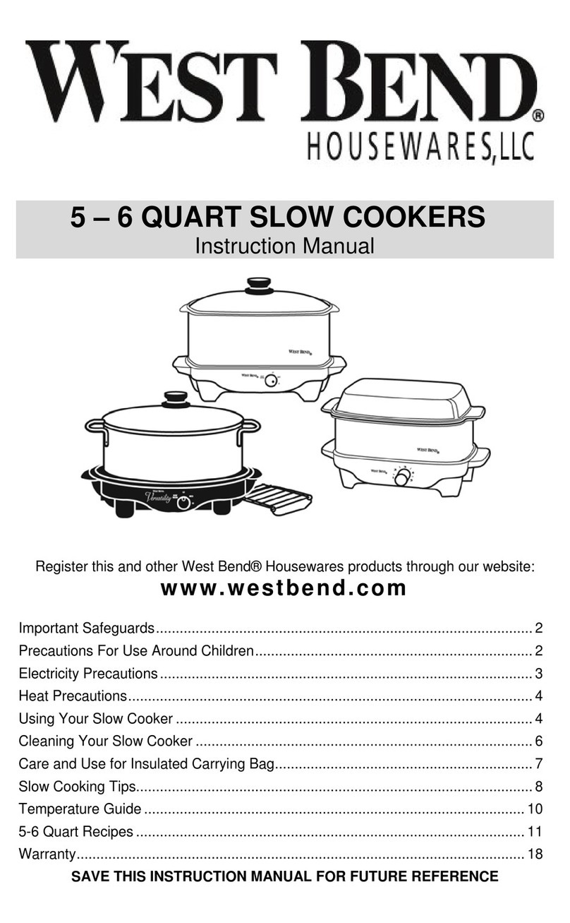 West Bend 5-6 QUART SLOW COOKERS instruction manual
