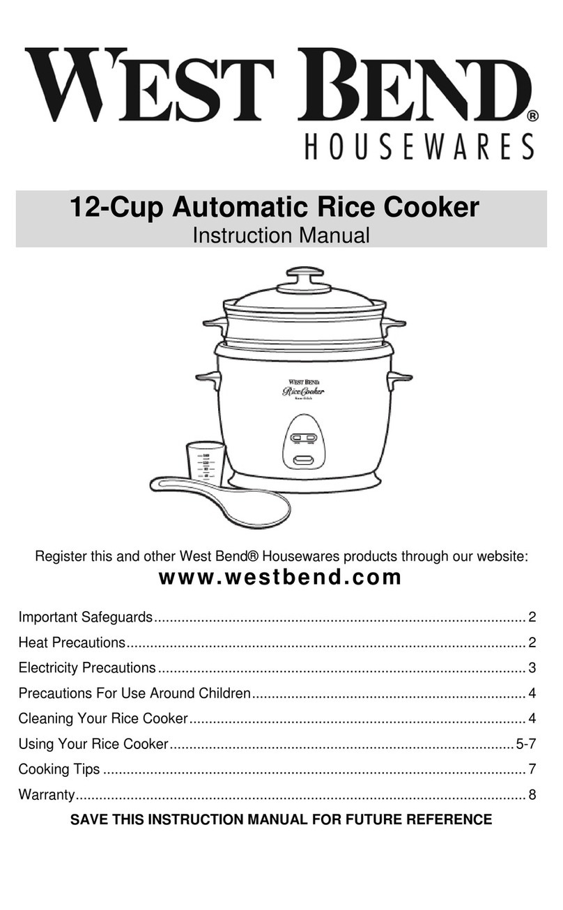 West Bend 12-Cup Automatic Rice Cooker instruction manual