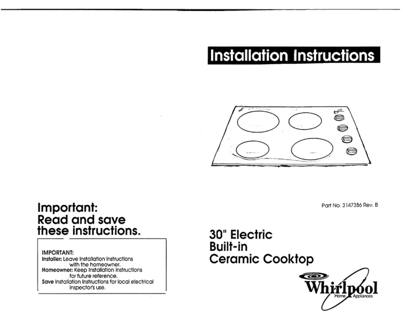 Whirlpool Cooktop installation instructions