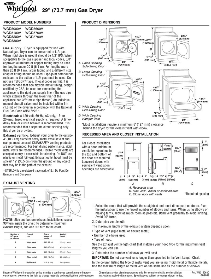 Whirlpool WGD5700V - 7.0 Cu Ft Manual