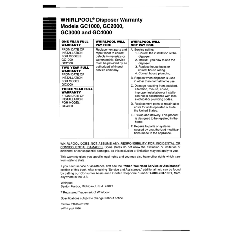 Whirlpool GC2000 Parts list manual