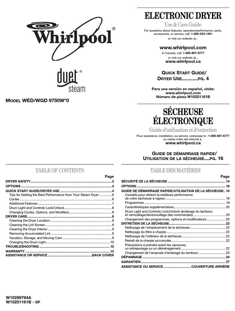 Whirlpool WGD9750WW Use & care guide