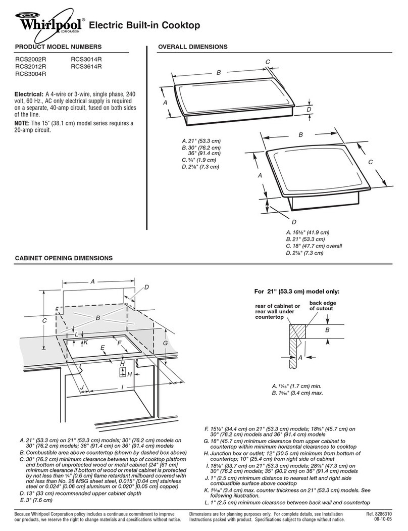 Whirlpool RCS3004R Dimensions and installation information