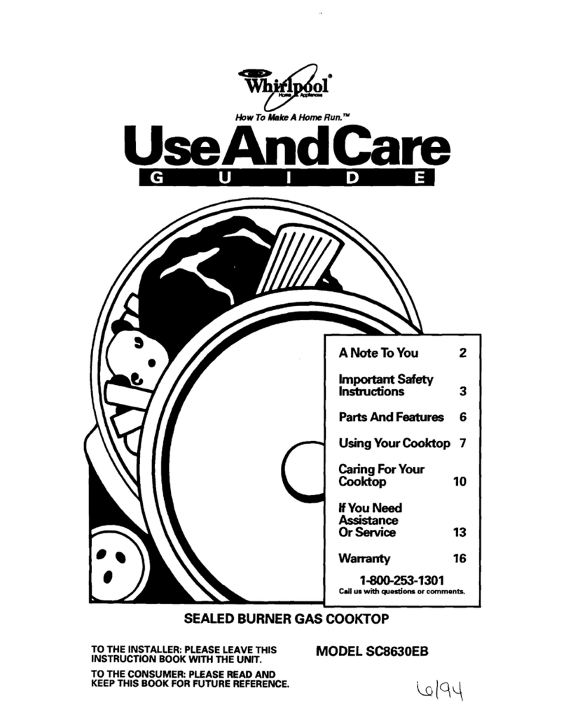 Whirlpool SC8630EB Use and care guide Whirlpool SC8630EB Use and care guide