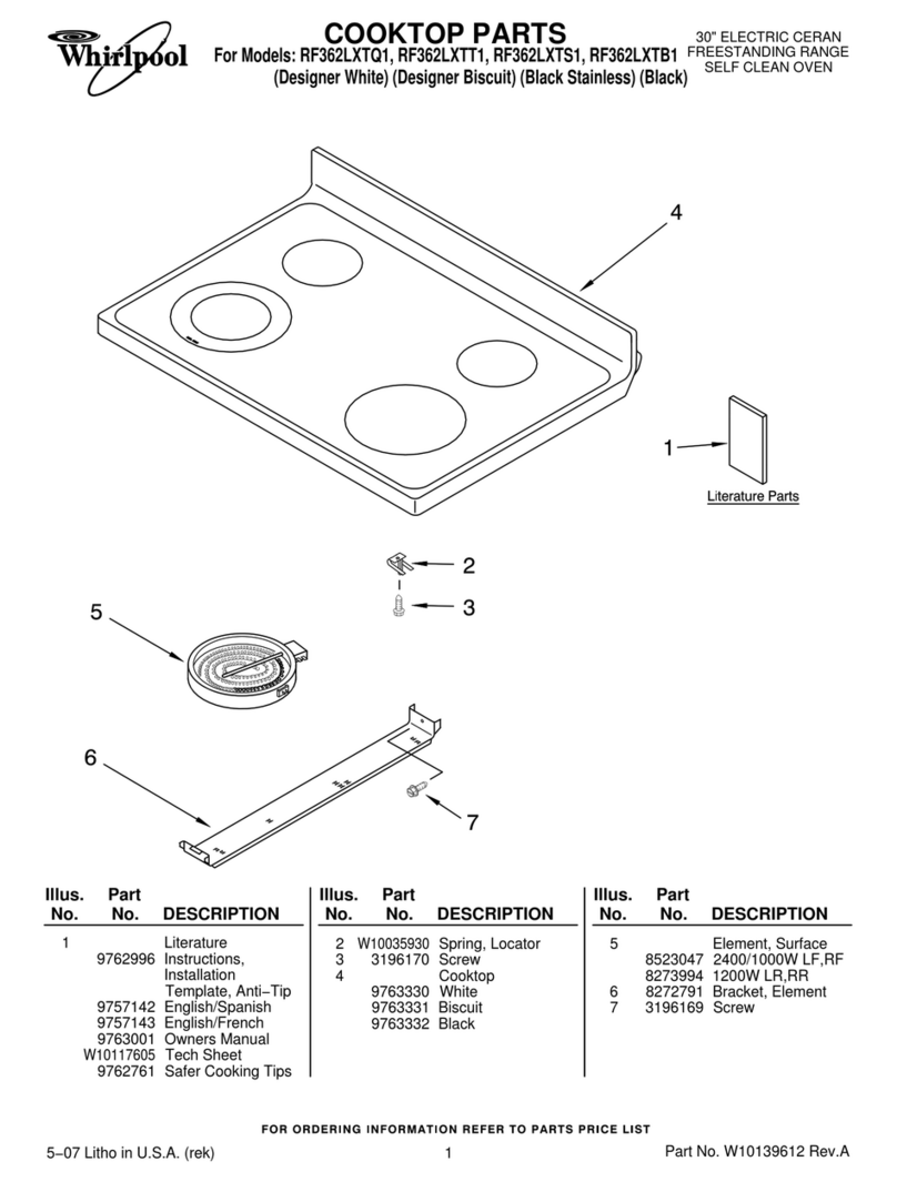 Whirlpool RF362LXT parts list