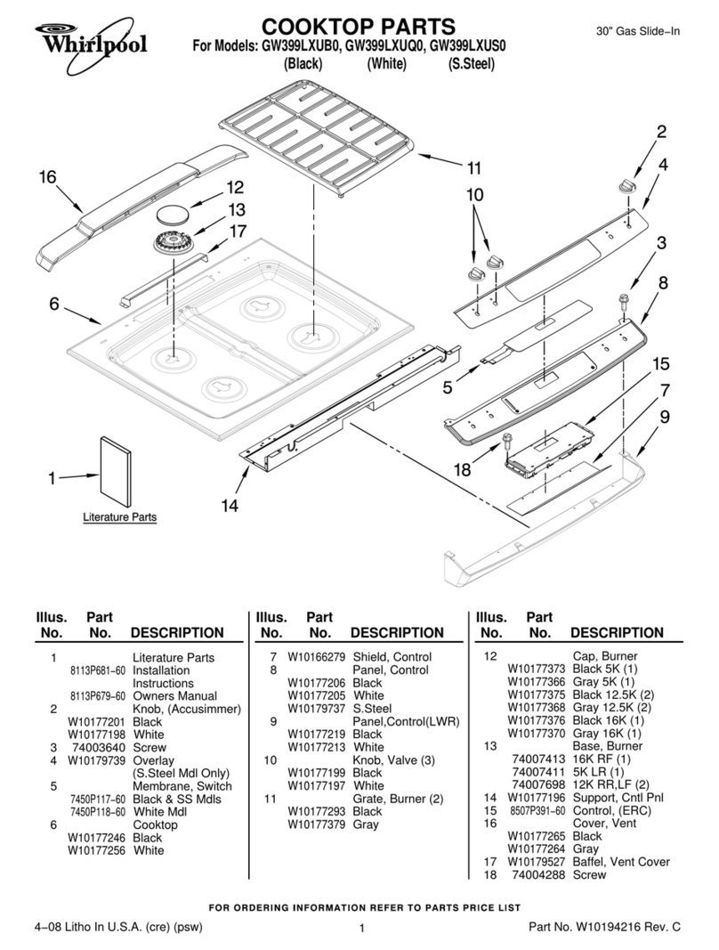 Whirlpool 30" GW399LXU parts manual