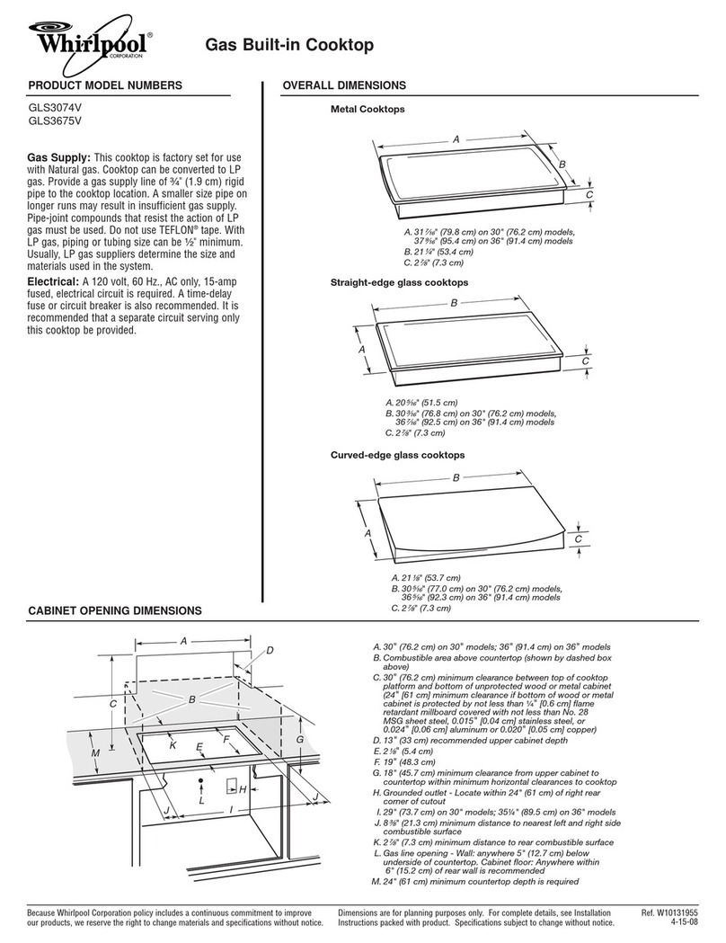 Whirlpool GLS3074V Dimensions