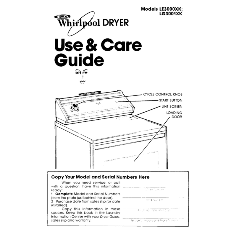 Whirlpool LE3000XK Use and care guide