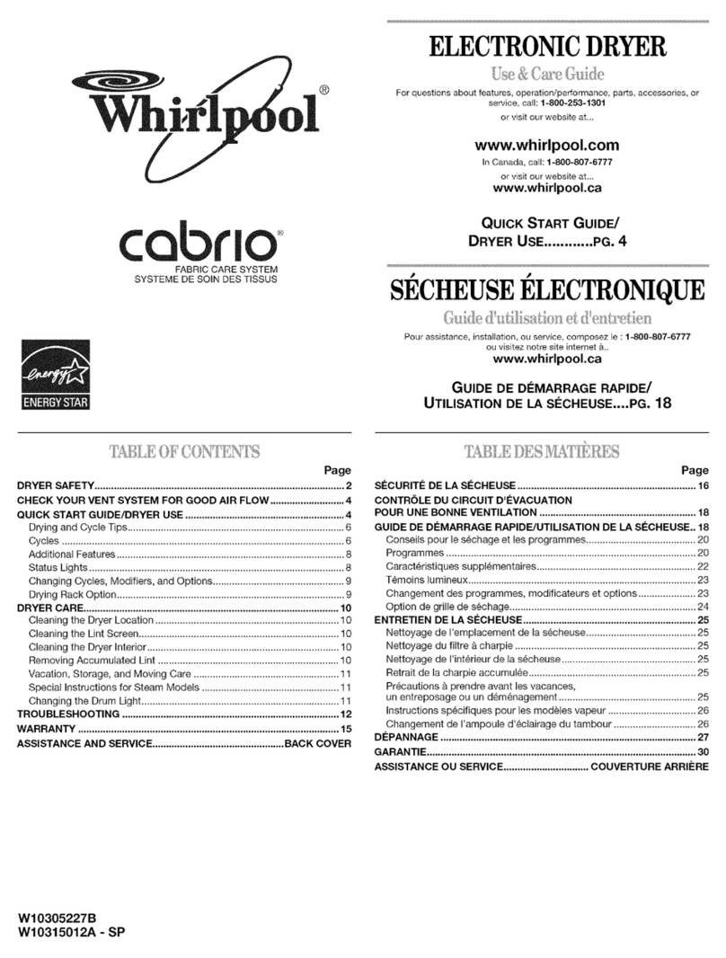 Whirlpool CABRIO W10305227B User manual