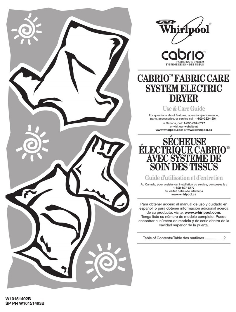 Whirlpool Cabrio W10151492B Use & care guide