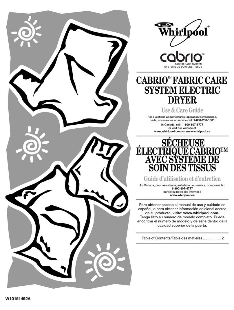 Whirlpool Cabrio W10151492A Use & care guide