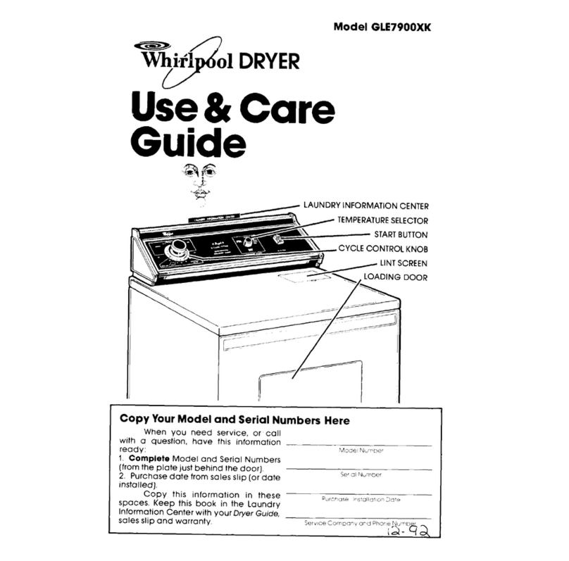 Whirlpool GLE7900XK Use and care guide
