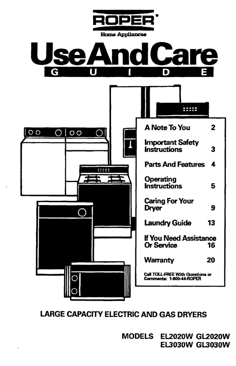 Roper EL2020W Use and care guide