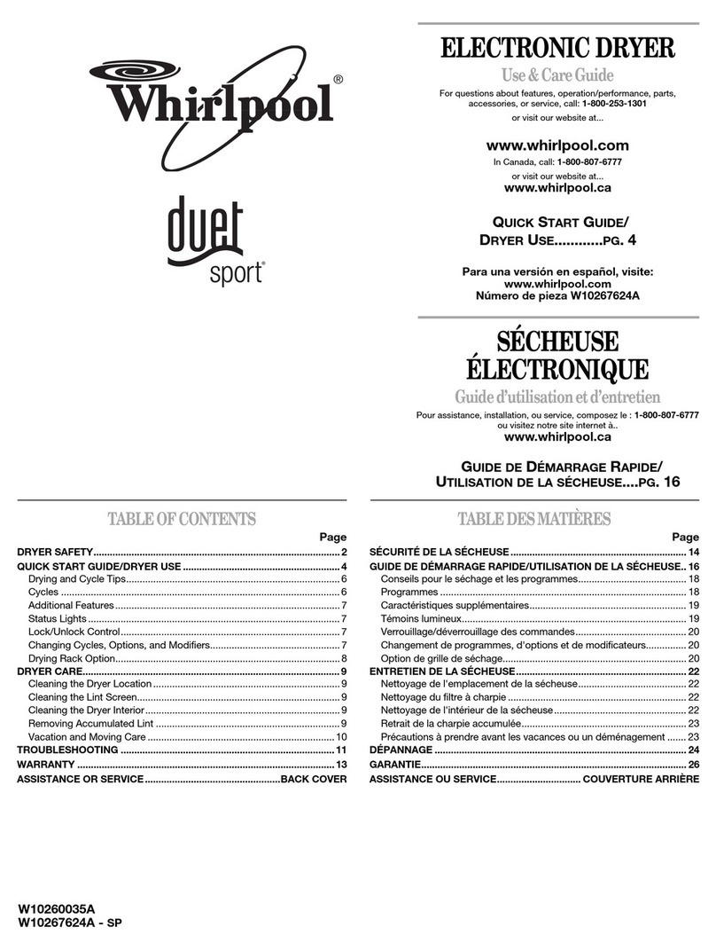 Whirlpool DUET SPORT W10260035A Use and care guide Whirlpool DUET SPORT W10260035A Use and care guide