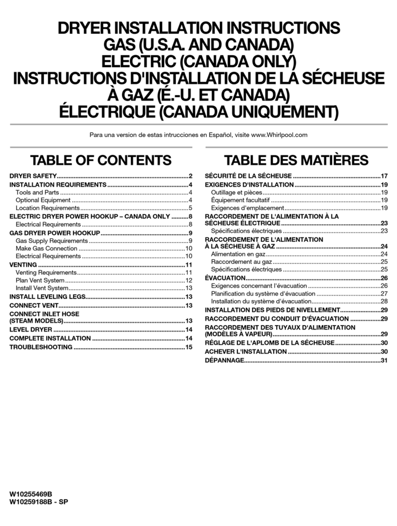 Whirlpool W10259188B - SP installation instructions
