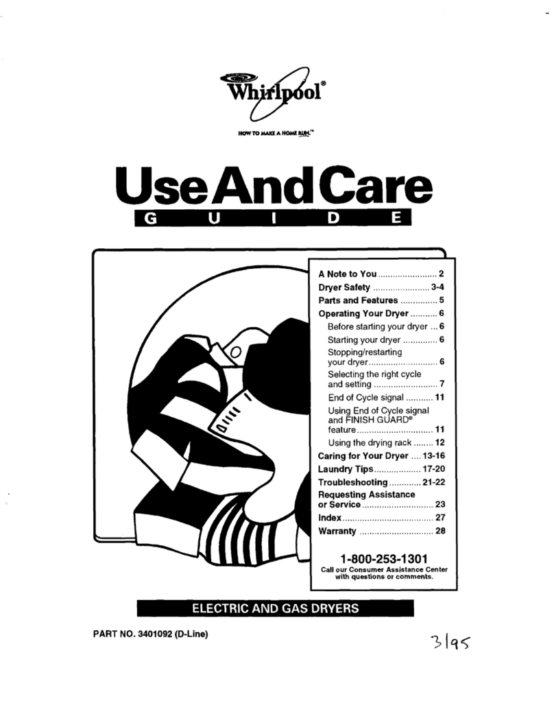 Whirlpool LEN3634DW0 Use and care guide