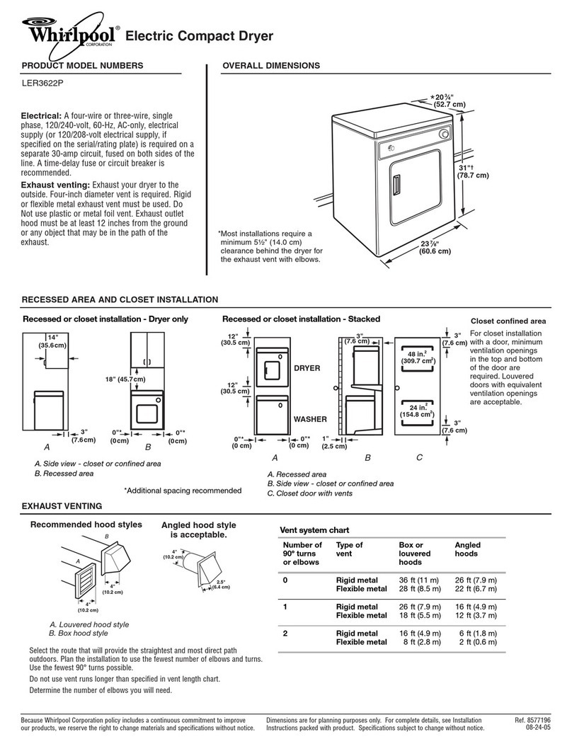 Whirlpool  LER3622PQ Dimensions