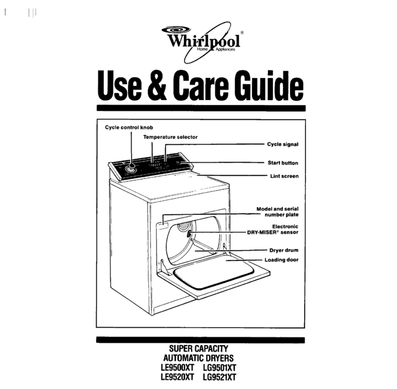 Whirlpool LE9500XT Use and care guide Whirlpool LE9500XT Use and care guide