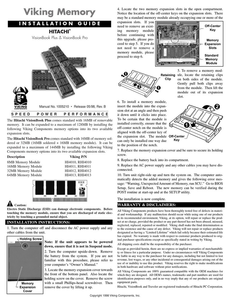 Viking Components Hitachi 16MB Memory Module HI4011 installation guide