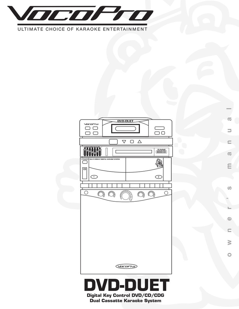 VocoPro DVD-Duet Multi Format Digital Karaoke System 5-Band Stereo Equalizer... User manual