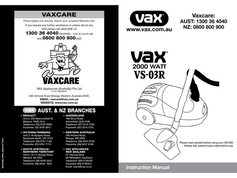 Vax VS-03R User manual Vax VS-03R User manual