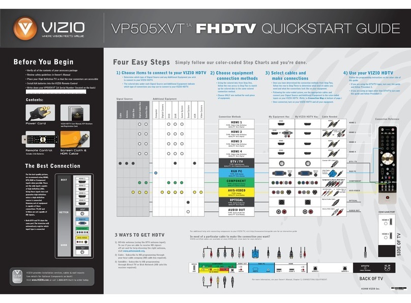 Vizio VP505XVT - 50" Plasma TV User manual Vizio VP505XVT - 50" Plasma TV User manual