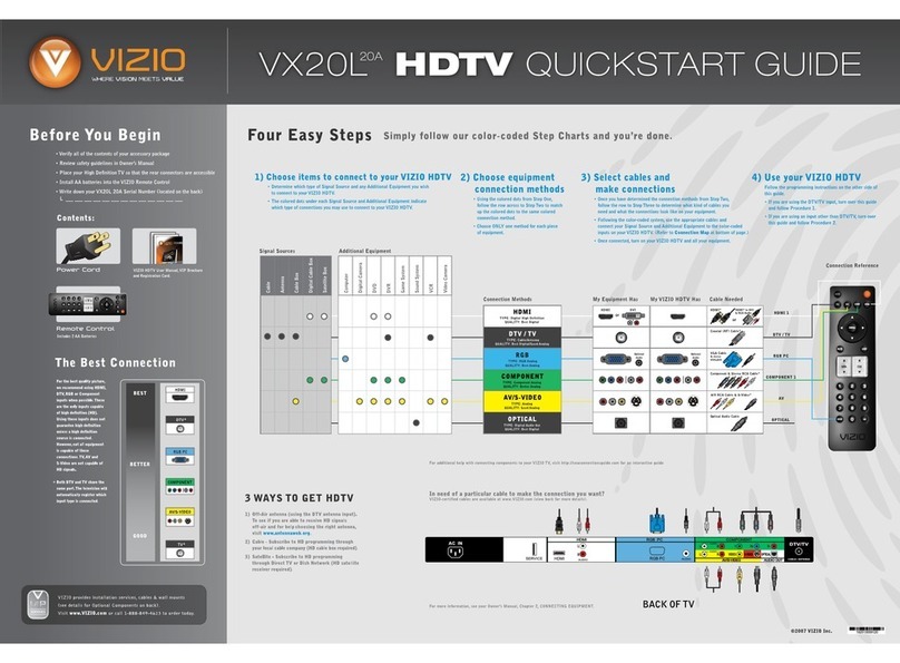 Vizio VX20L - 20" LCD TV quick start guide