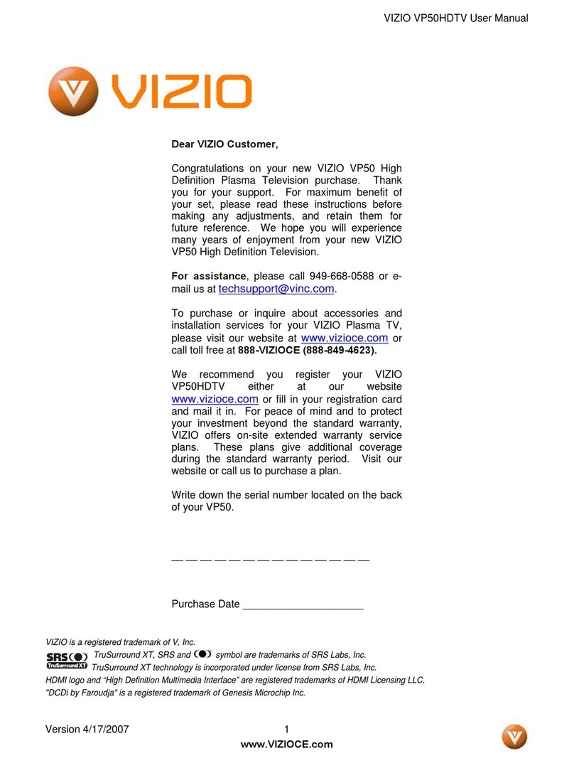 Vizio VP50HDTV User manual