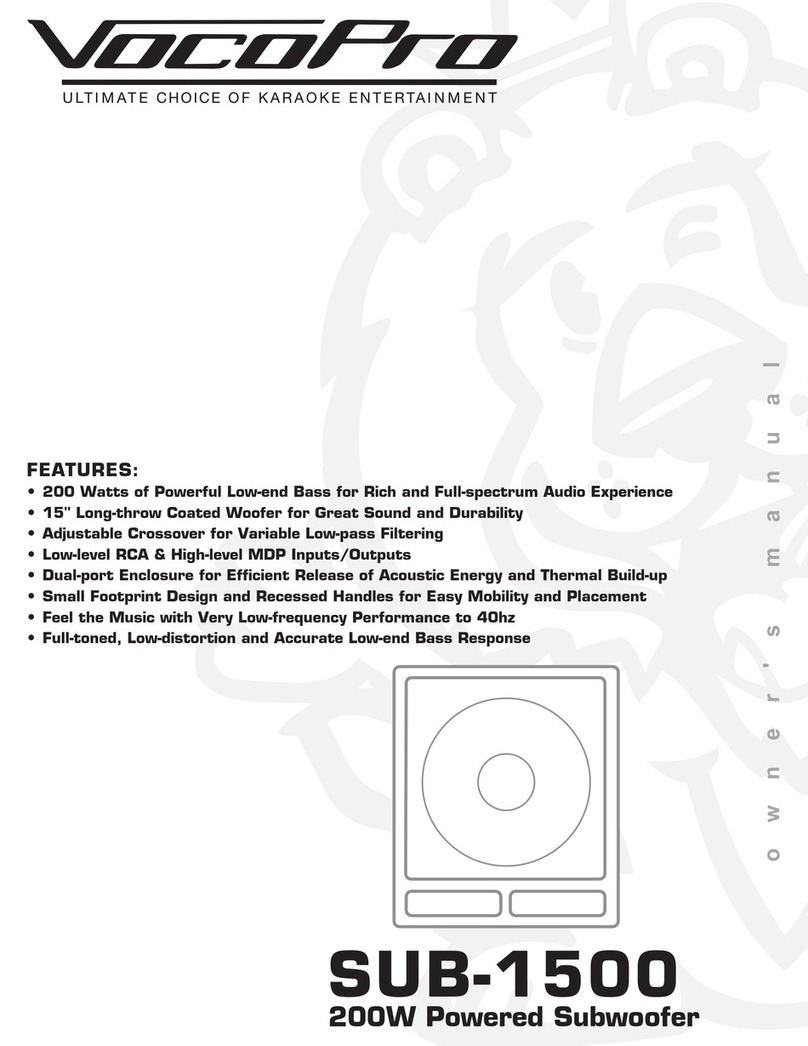 VocoPro SUB-1500 owner's manual