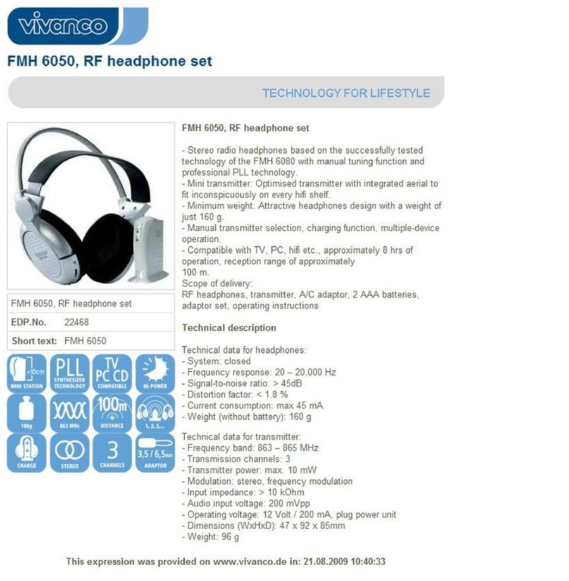Vivanco FMH 6050 instruction manual