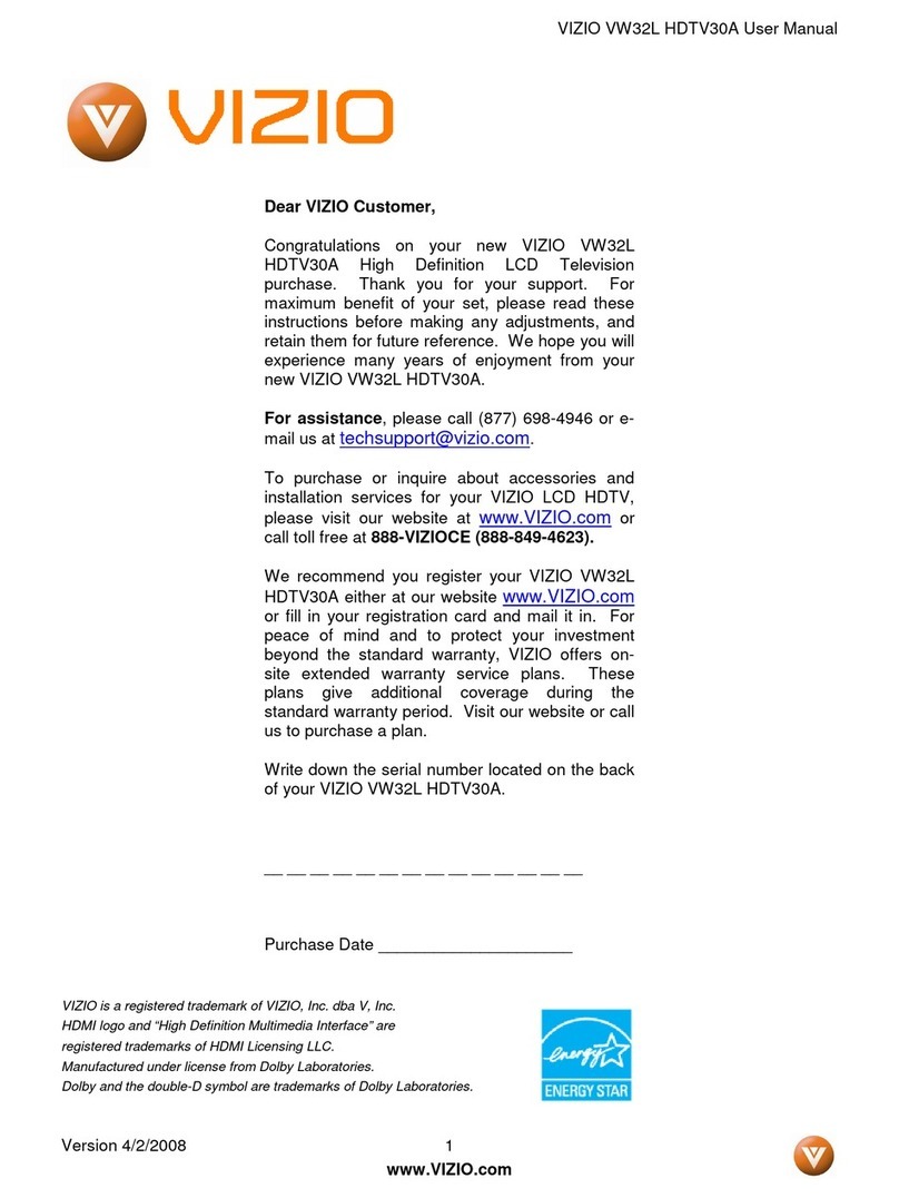 Vizio HDTV30A VW32L User manual