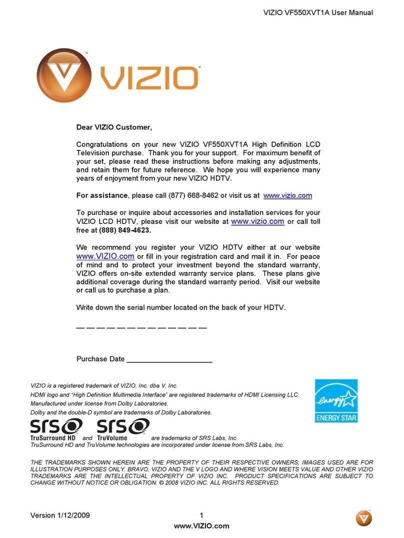Vizio VF550XVT1A - 55" LCD TV User manual