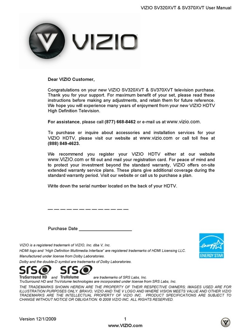 Vizio SV320XVT - 32" LCD TV user manual