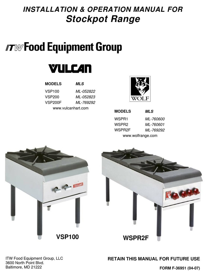 ITW Food Equipment Group Vulcan VSP100 Installation and operation manual ITW Food Equipment Group Vulcan VSP100 Installation and operation manual