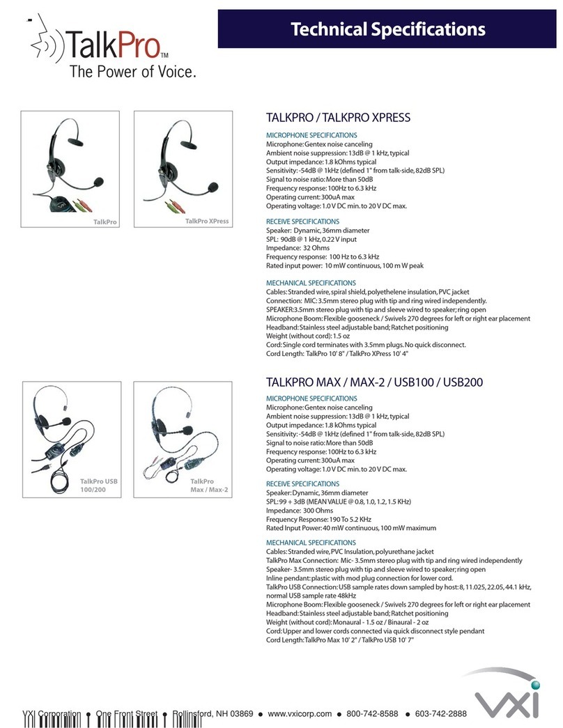 VXI TALKPRO MAX Technical specifications