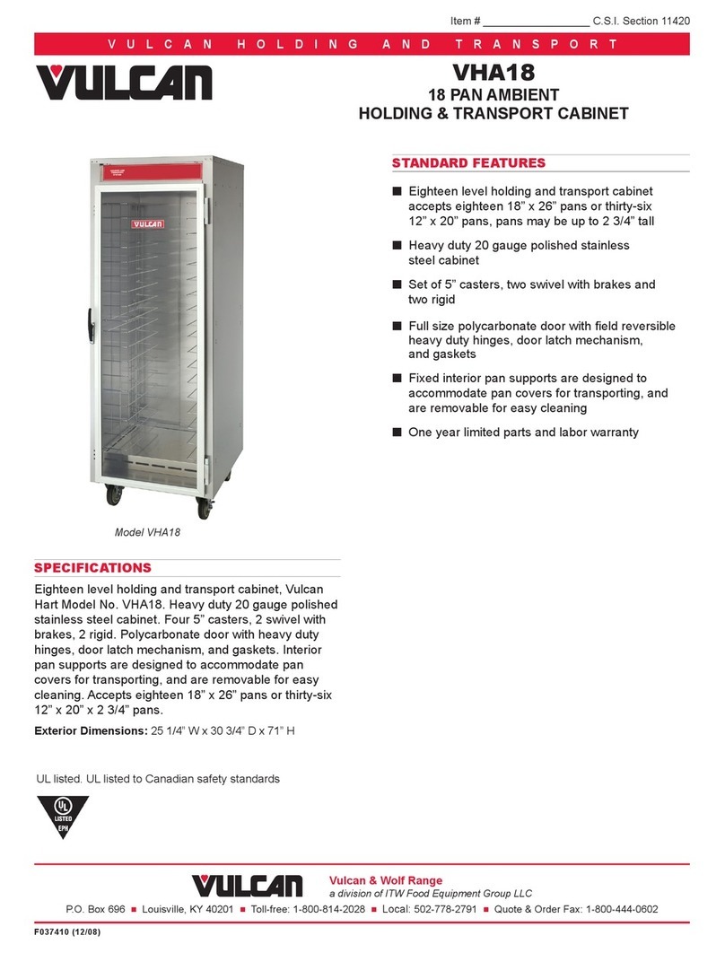 Vulcan-Hart 18 Pan Ambient VHA18 User manual