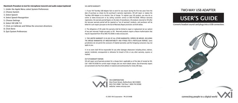 VXI Two-Way USB Adapter user guide