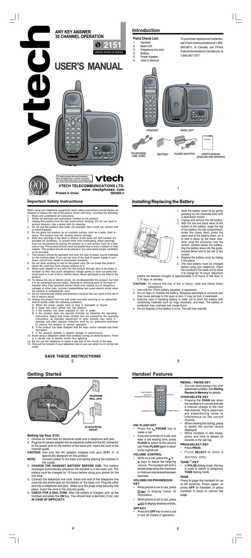 V-tech 2151 user manual