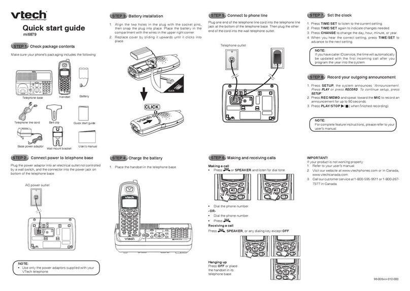 V-tech mi6879 quick start guide